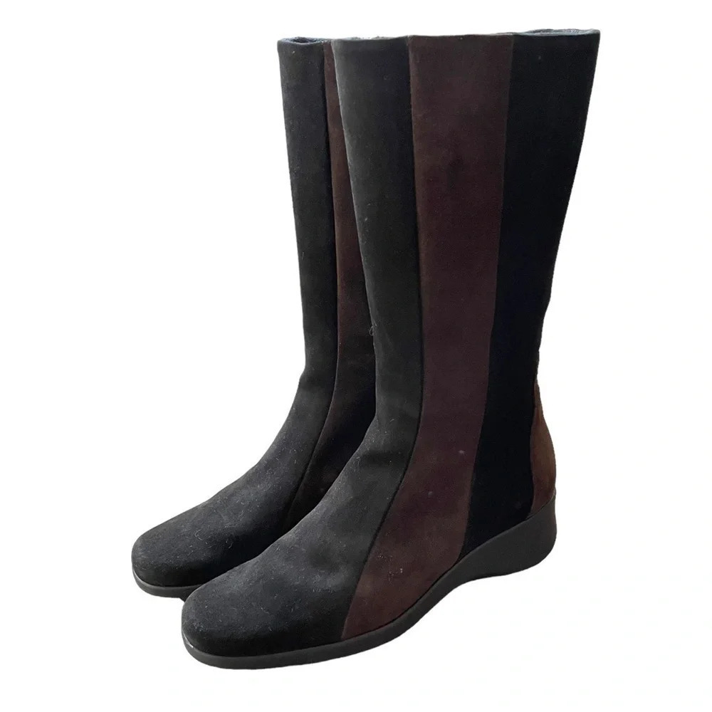 Aquatalia Weatherproof Suede Boots Black and Brown size 9